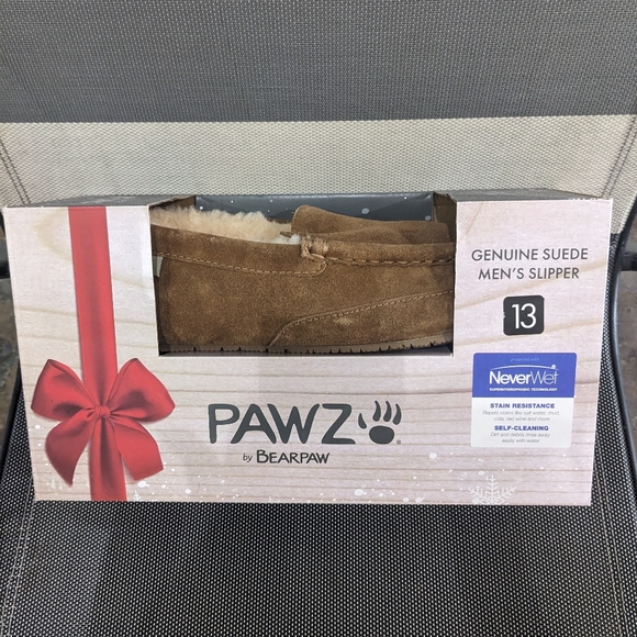 NIB men's bear baw suede and wool slippers hickory chestnut size 13 - Picture 4 of 13